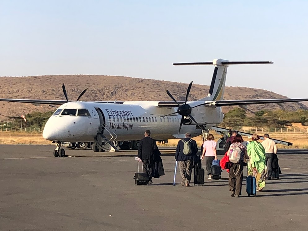 The Queen’s University delegation boarding a plane to Haramaya, Ethiopia, in February 2019.